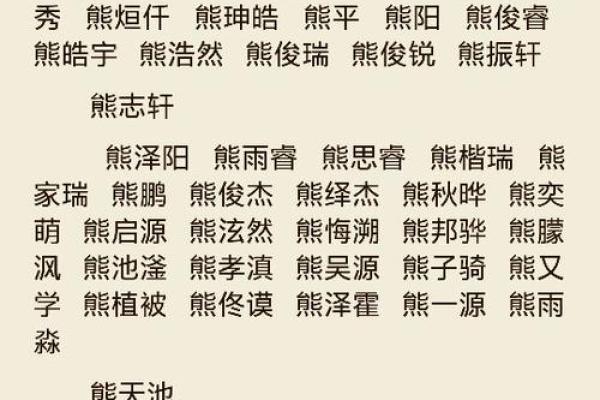 熊姓男孩名字大全-熊姓男孩起名字大全-熊姓名字大全姓名